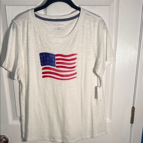 Talbots Tops - Talbots White and Red Short Sleeve T-Shirt